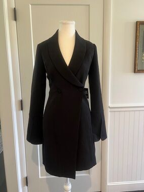 NWT Express Black Long Sleeve Wrap Coat Dress